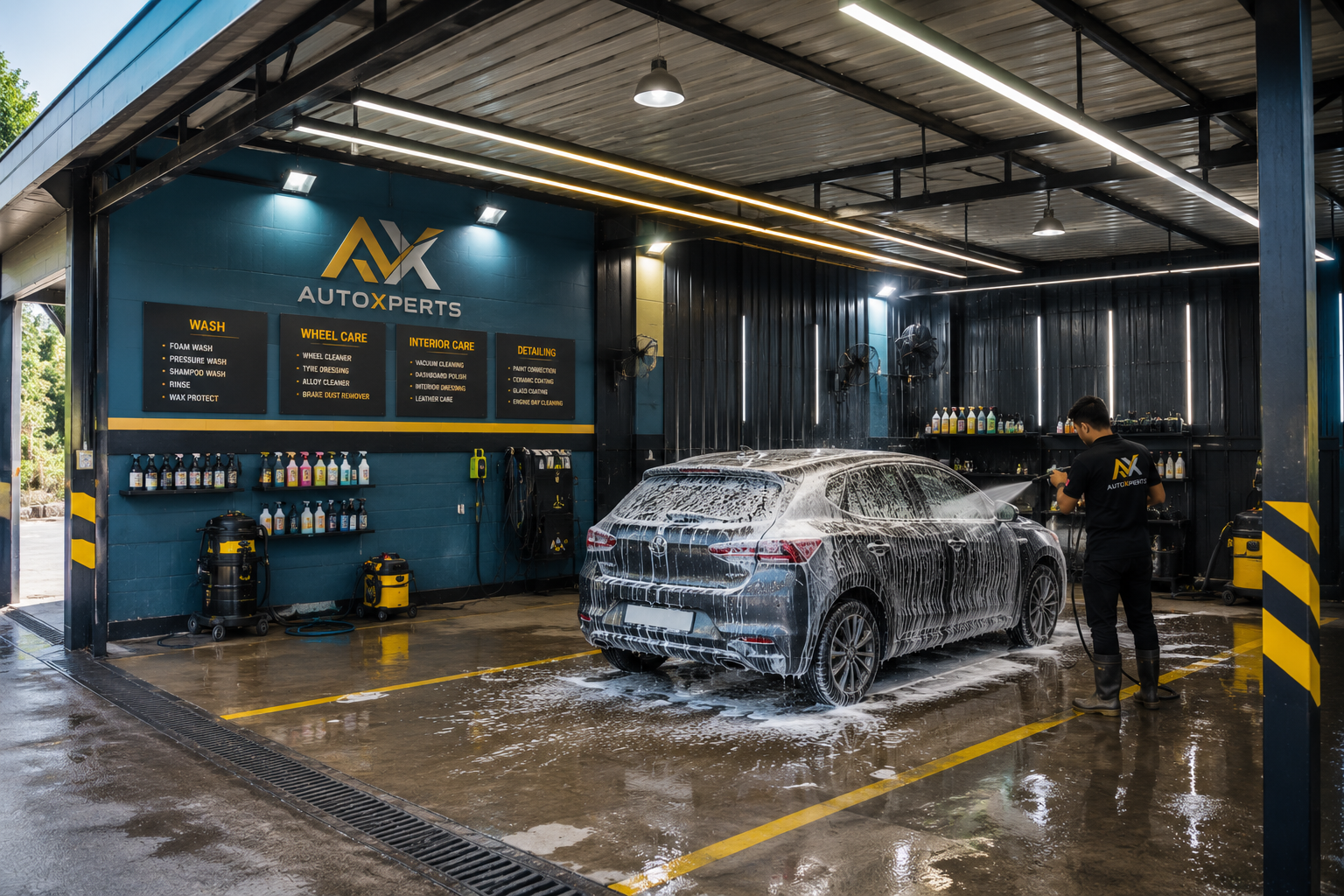 Professional car wash centre setup in Hyderabad