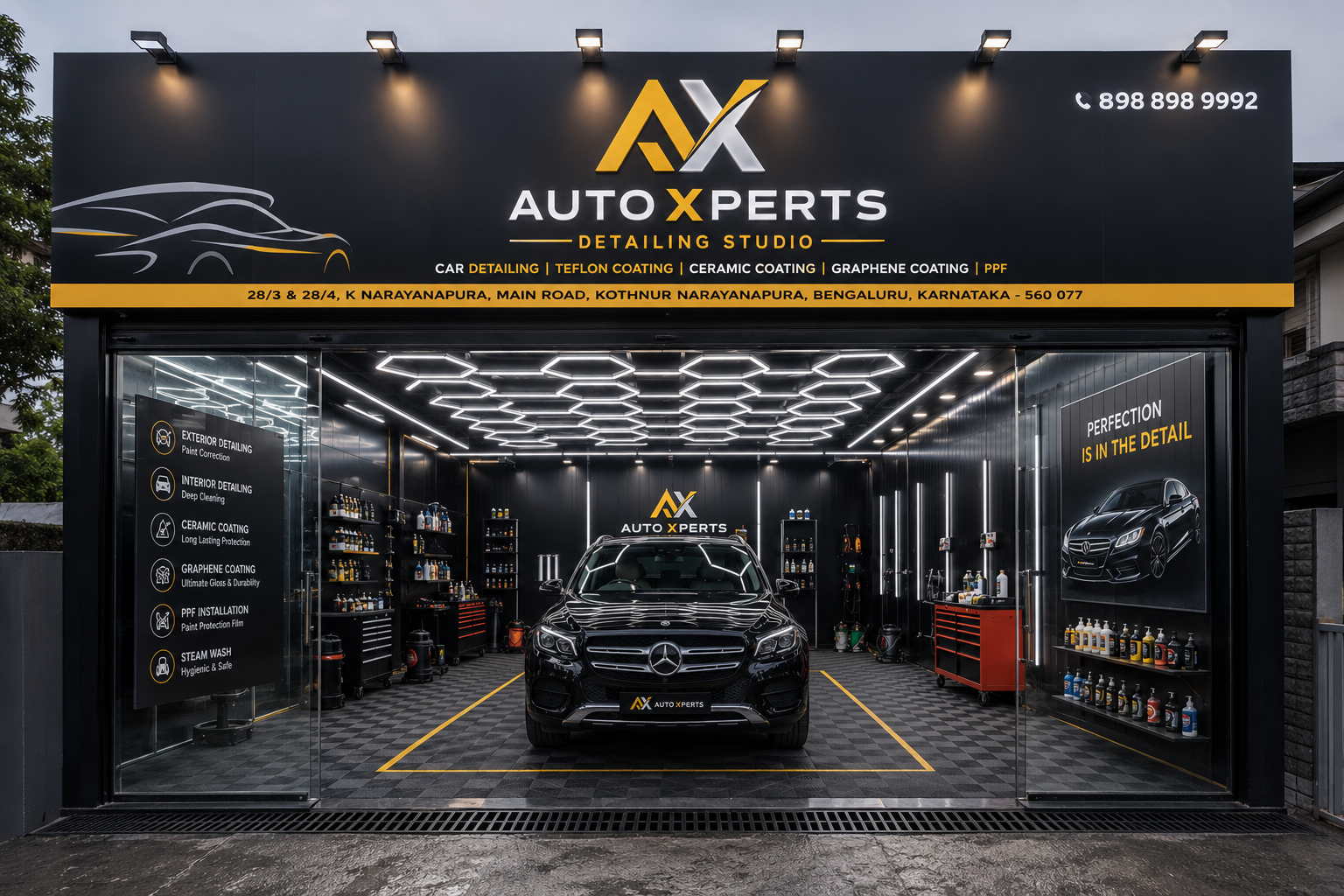 Professional auto detailing studio setup in Hyderabad