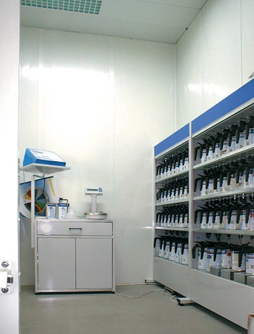Automotive paint mixing room setup