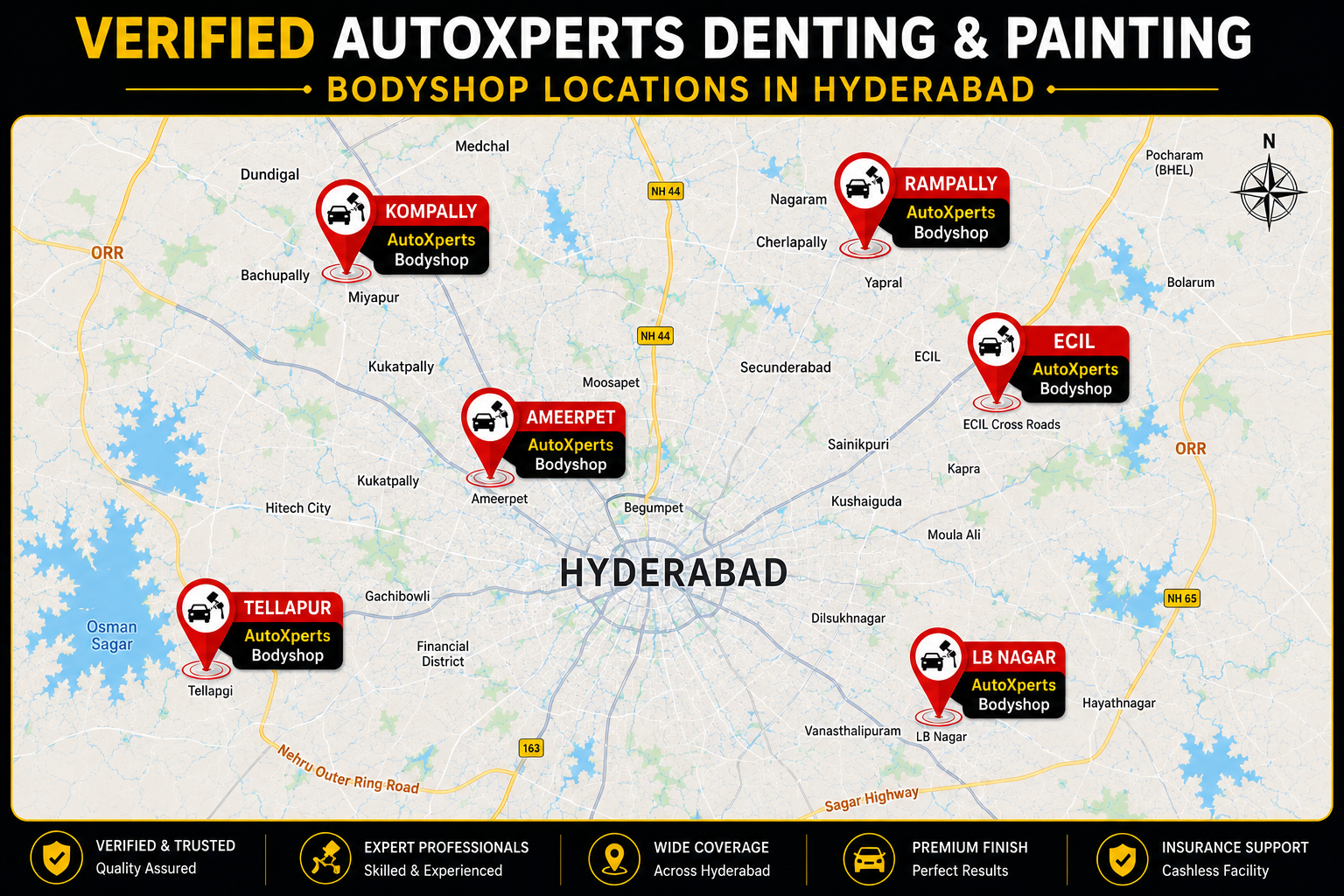 Verified denting and painting body shops Hyderabad