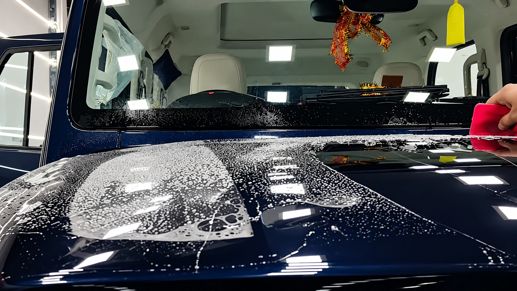 Paint Protection Film installation on a car bonnet in Hyderabad